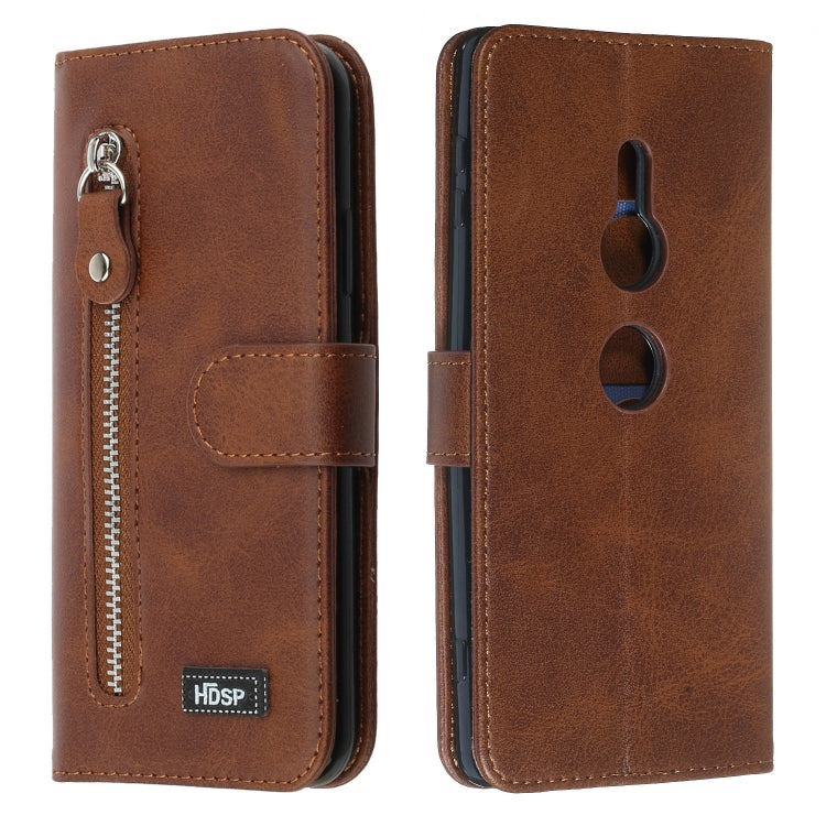 For Sony Xperia XZ2 Zipper Horizontal Flip Leather Case with Wallet & Holder & Card Slots