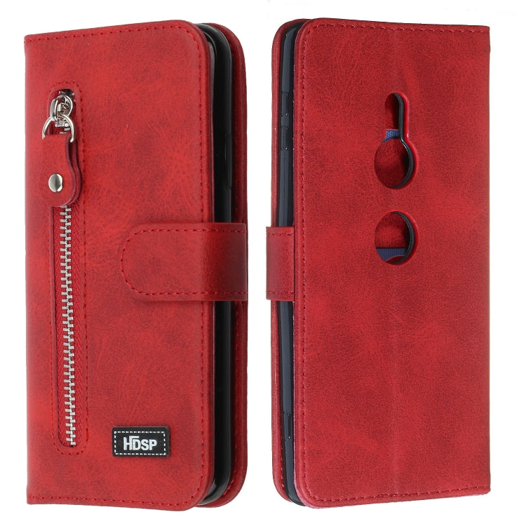 For Sony Xperia XZ2 Zipper Horizontal Flip Leather Case with Wallet & Holder & Card Slots