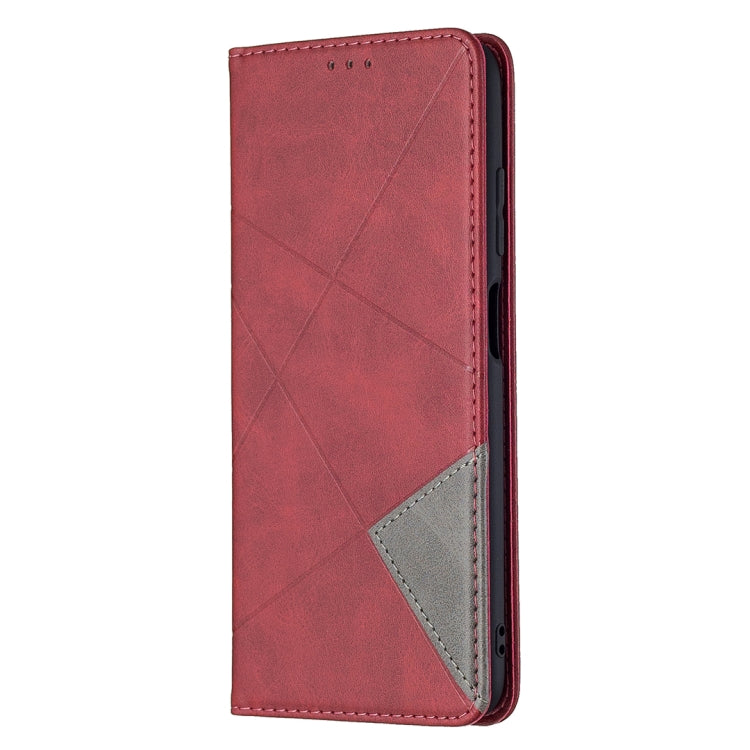 For Samsung Galaxy A03s 164mm Rhombus Texture Horizontal Flip Magnetic Leather Case with Holder & Card Slots