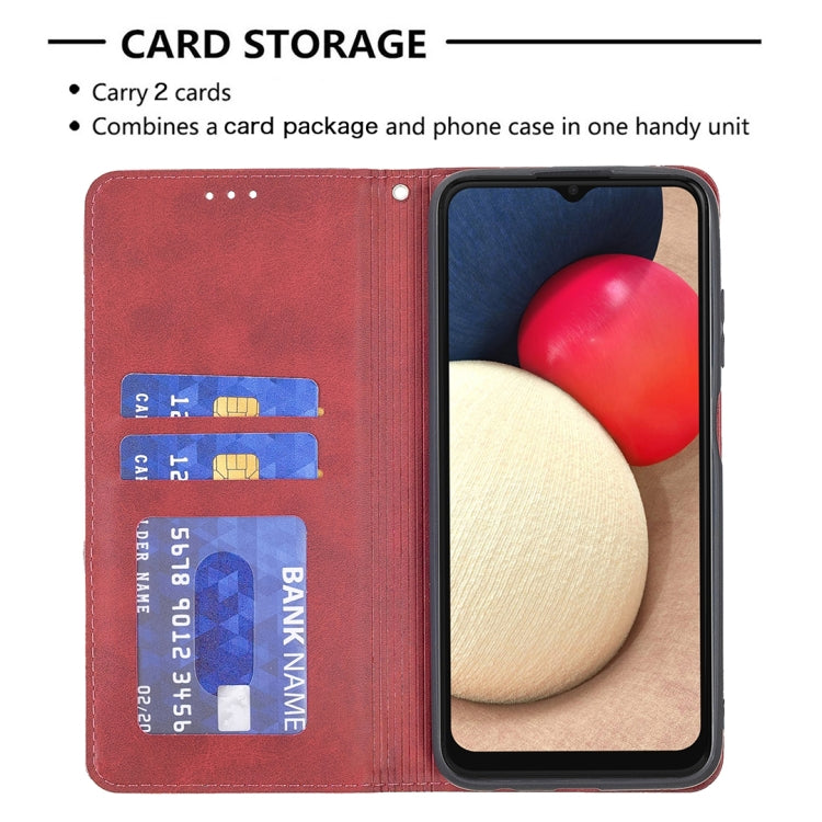 For Samsung Galaxy A03s 164mm Rhombus Texture Horizontal Flip Magnetic Leather Case with Holder & Card Slots
