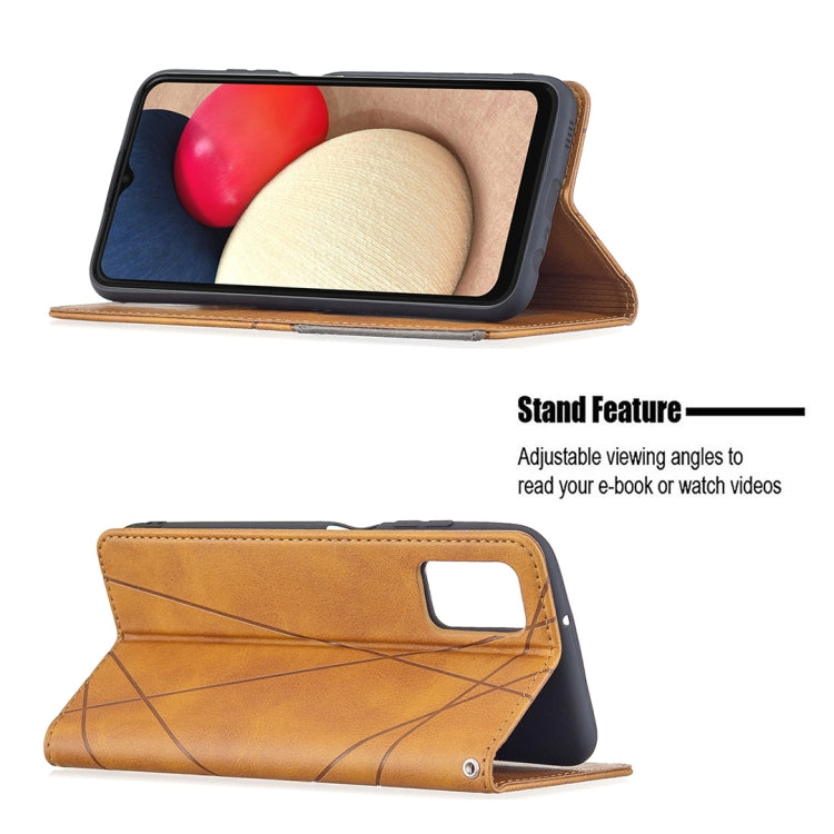 For Samsung Galaxy A03s 164mm Rhombus Texture Horizontal Flip Magnetic Leather Case with Holder & Card Slots
