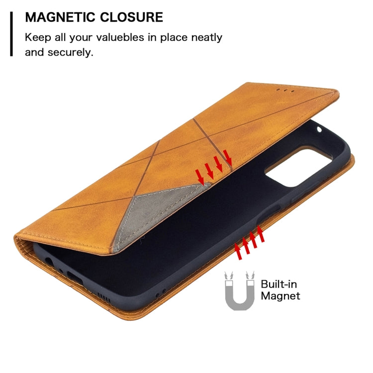 For Samsung Galaxy A03s 164mm Rhombus Texture Horizontal Flip Magnetic Leather Case with Holder & Card Slots