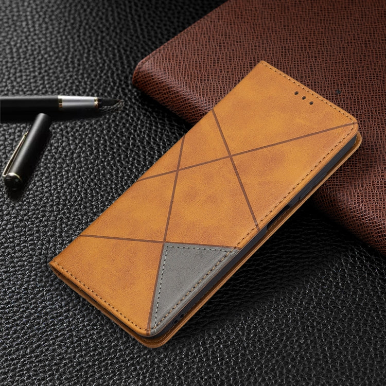 For Samsung Galaxy A03s 164mm Rhombus Texture Horizontal Flip Magnetic Leather Case with Holder & Card Slots