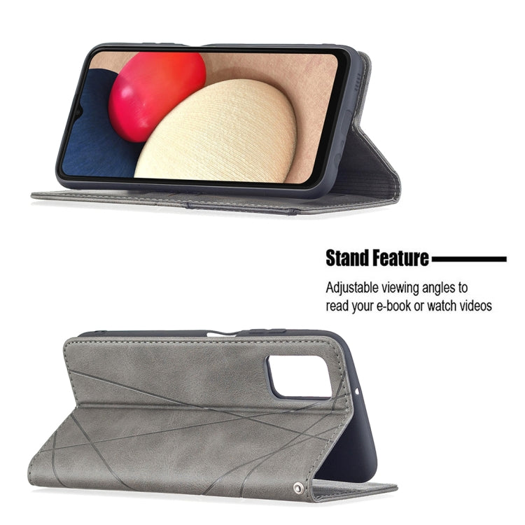 For Samsung Galaxy A03s 164mm Rhombus Texture Horizontal Flip Magnetic Leather Case with Holder & Card Slots