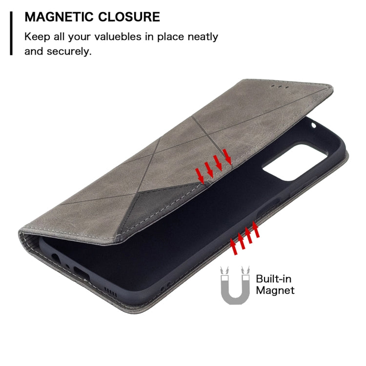 For Samsung Galaxy A03s 164mm Rhombus Texture Horizontal Flip Magnetic Leather Case with Holder & Card Slots
