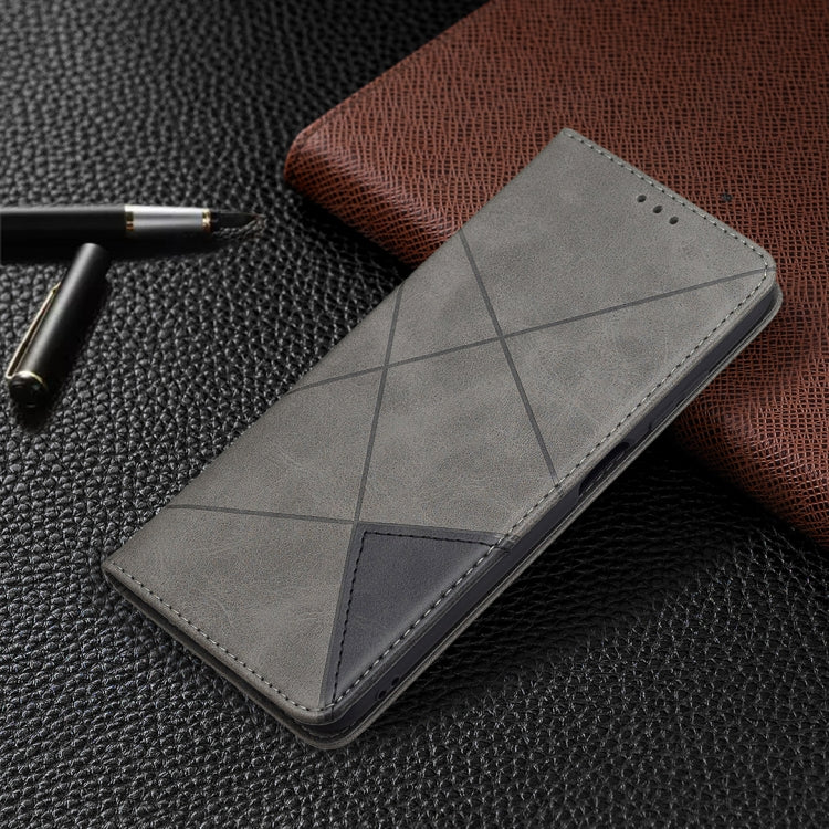 For Samsung Galaxy A03s 164mm Rhombus Texture Horizontal Flip Magnetic Leather Case with Holder & Card Slots