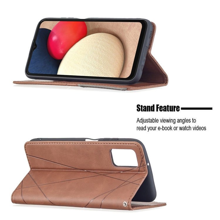 For Samsung Galaxy A03s 164mm Rhombus Texture Horizontal Flip Magnetic Leather Case with Holder & Card Slots