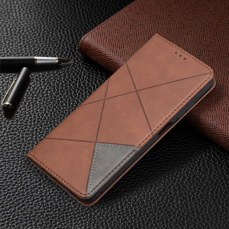 For Samsung Galaxy A03s 164mm Rhombus Texture Horizontal Flip Magnetic Leather Case with Holder & Card Slots