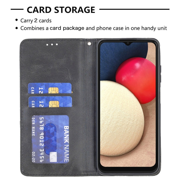 For Samsung Galaxy A03s 164mm Rhombus Texture Horizontal Flip Magnetic Leather Case with Holder & Card Slots