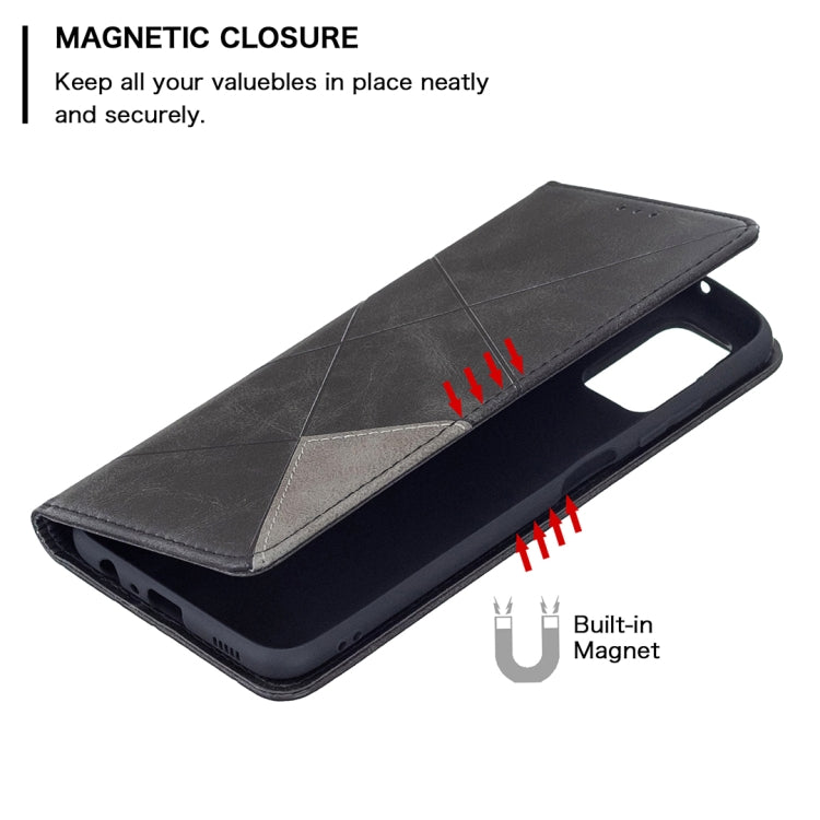 For Samsung Galaxy A03s 164mm Rhombus Texture Horizontal Flip Magnetic Leather Case with Holder & Card Slots