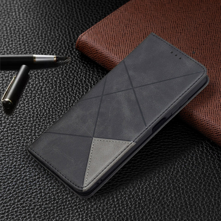For Samsung Galaxy A03s 164mm Rhombus Texture Horizontal Flip Magnetic Leather Case with Holder & Card Slots