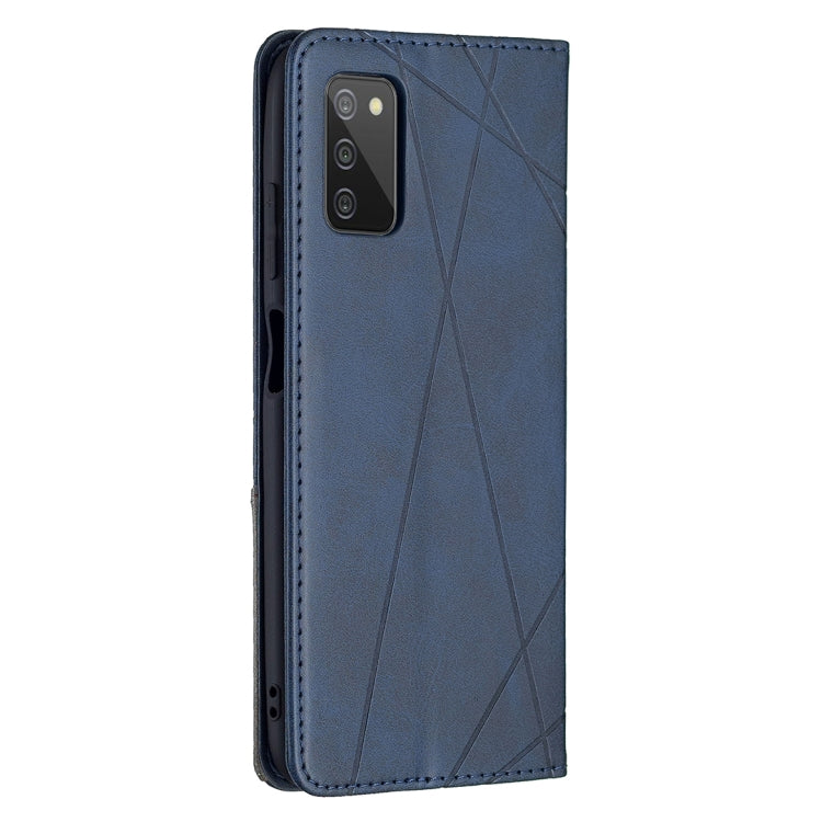 For Samsung Galaxy A03s 164mm Rhombus Texture Horizontal Flip Magnetic Leather Case with Holder & Card Slots