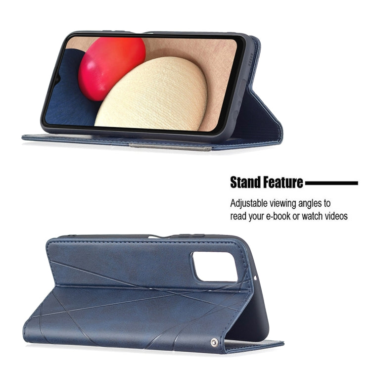 For Samsung Galaxy A03s 164mm Rhombus Texture Horizontal Flip Magnetic Leather Case with Holder & Card Slots