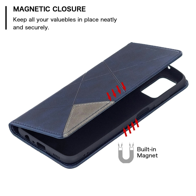 For Samsung Galaxy A03s 164mm Rhombus Texture Horizontal Flip Magnetic Leather Case with Holder & Card Slots