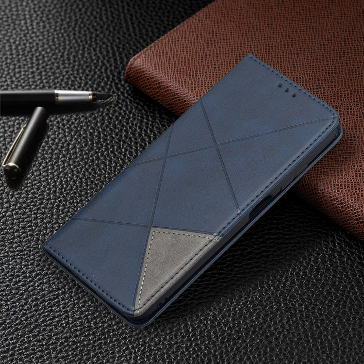 For Samsung Galaxy A03s 164mm Rhombus Texture Horizontal Flip Magnetic Leather Case with Holder & Card Slots