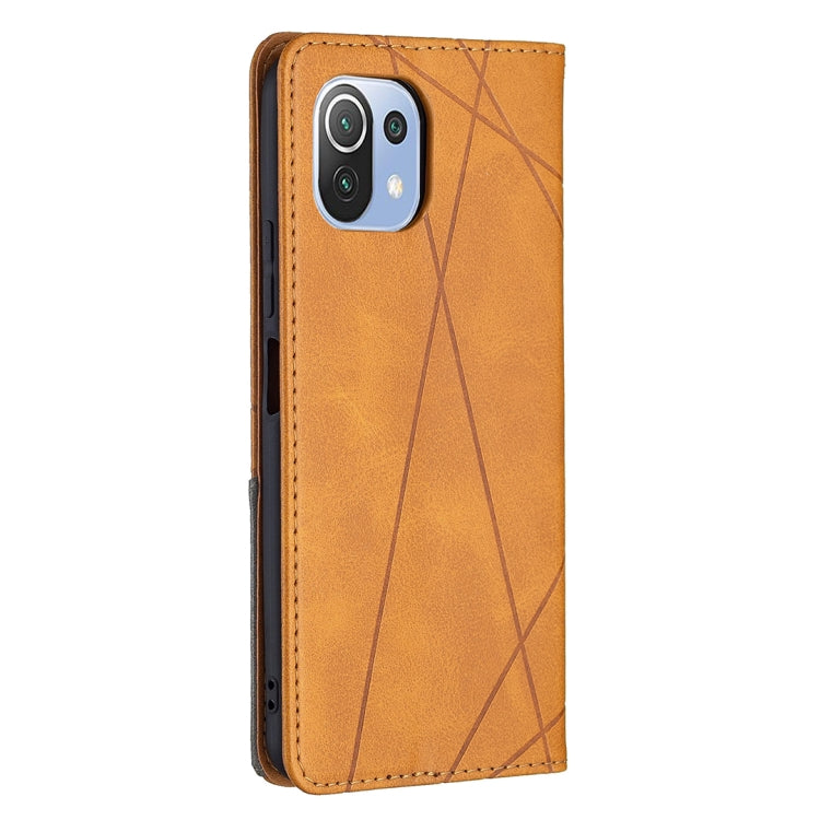 For Xiaomi Mi 11 Lite Rhombus Texture Horizontal Flip Magnetic Leather Case with Holder & Card Slots