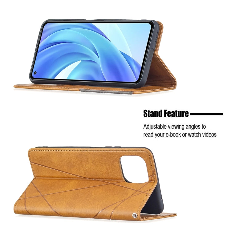 For Xiaomi Mi 11 Lite Rhombus Texture Horizontal Flip Magnetic Leather Case with Holder & Card Slots