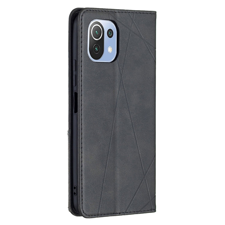 For Xiaomi Mi 11 Lite Rhombus Texture Horizontal Flip Magnetic Leather Case with Holder & Card Slots