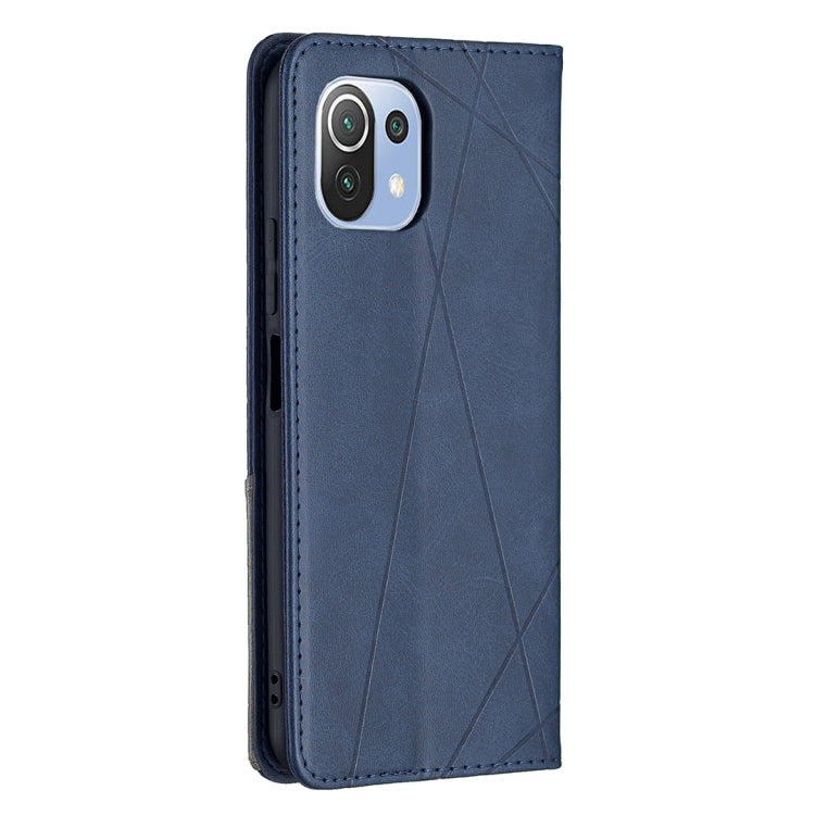 For Xiaomi Mi 11 Lite Rhombus Texture Horizontal Flip Magnetic Leather Case with Holder & Card Slots