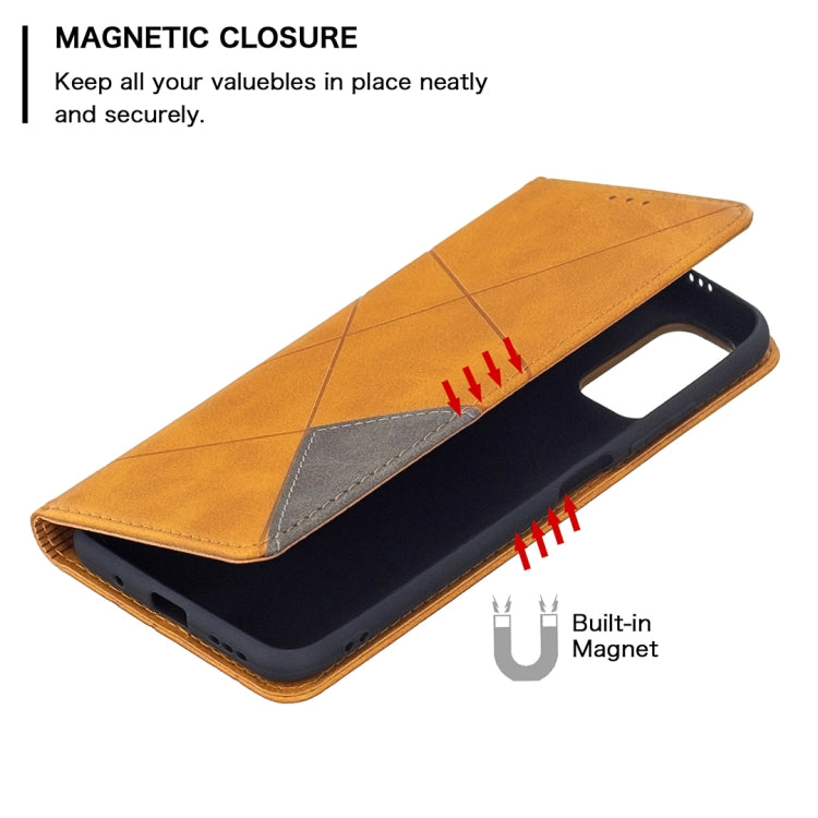 For Xiaomi Poco M3 Pro / Redmi Note 10 5G Rhombus Texture Horizontal Flip Magnetic Leather Case with Holder & Card Slots