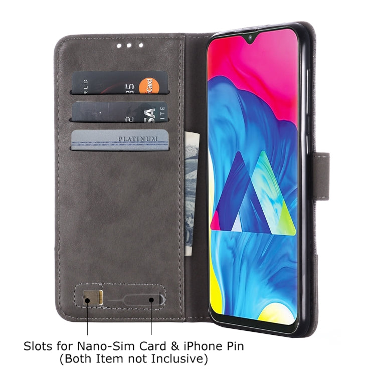 For Galaxy M10 MUXMA MX102 Horizontal Flip Canvas Leather Case with Stand & Card Slot & Wallet Function