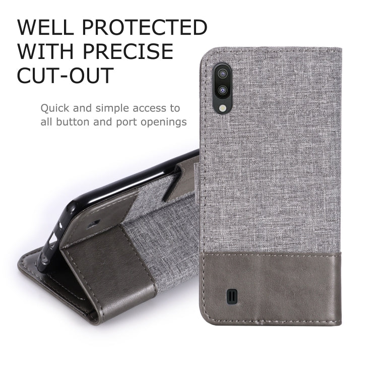 For Galaxy M10 MUXMA MX102 Horizontal Flip Canvas Leather Case with Stand & Card Slot & Wallet Function