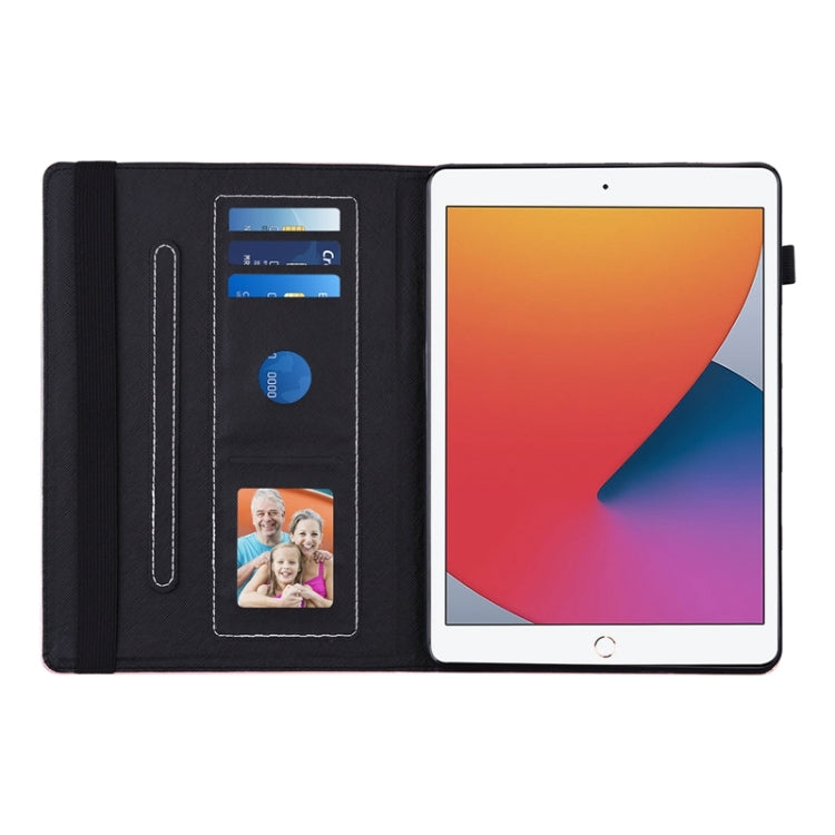 For iPad 10.2 2020 /2019 Peacock Tail Embossing Pattern Horizontal Flip Leather Case with Holder & Card Slots & Wallet & Anti Skid Strip & Wake-up / Sleep Function