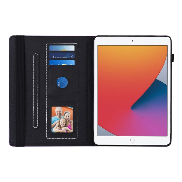 For iPad 10.2 2020 /2019 Peacock Tail Embossing Pattern Horizontal Flip Leather Case with Holder & Card Slots & Wallet & Anti Skid Strip & Wake-up / Sleep Function