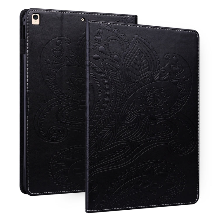For iPad 10.2 2020 /2019 Peacock Tail Embossing Pattern Horizontal Flip Leather Case with Holder & Card Slots & Wallet & Anti Skid Strip & Wake-up / Sleep Function