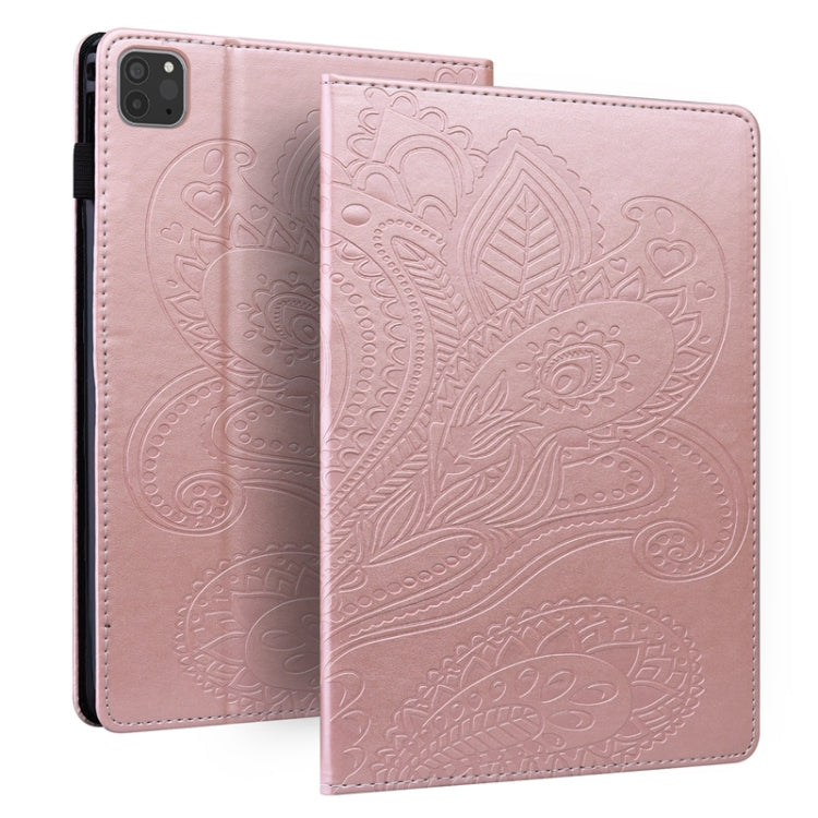 For iPad Pro 11 2022 / 2021 / 2020 Peacock Tail Embossing Pattern Horizontal Flip Leather Tablet Case with Holder & Card Slots & Wallet & Anti Skid Strip & Wake-up / Sleep Function