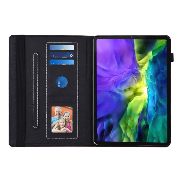 For iPad Pro 11 2022 / 2021 / 2020 Peacock Tail Embossing Pattern Horizontal Flip Leather Tablet Case with Holder & Card Slots & Wallet & Anti Skid Strip & Wake-up / Sleep Function