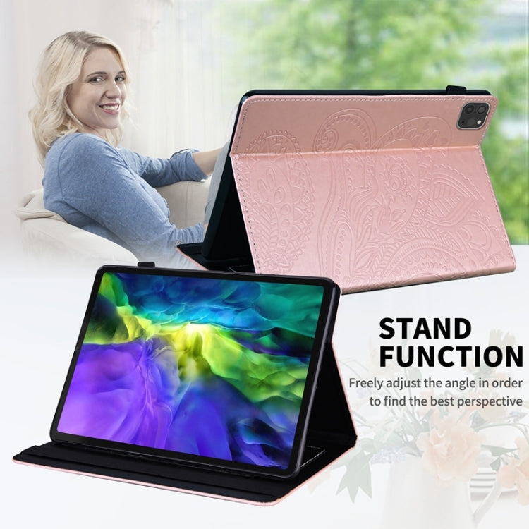 For iPad Pro 11 2022 / 2021 / 2020 Peacock Tail Embossing Pattern Horizontal Flip Leather Tablet Case with Holder & Card Slots & Wallet & Anti Skid Strip & Wake-up / Sleep Function