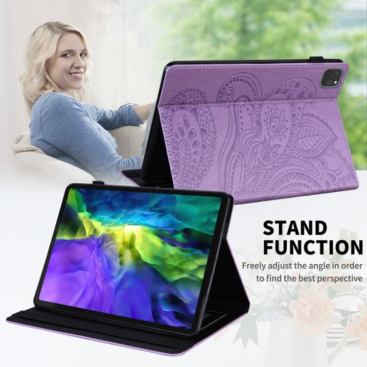 For iPad Pro 11 2022 / 2021 / 2020 Peacock Tail Embossing Pattern Horizontal Flip Leather Tablet Case with Holder & Card Slots & Wallet & Anti Skid Strip & Wake-up / Sleep Function