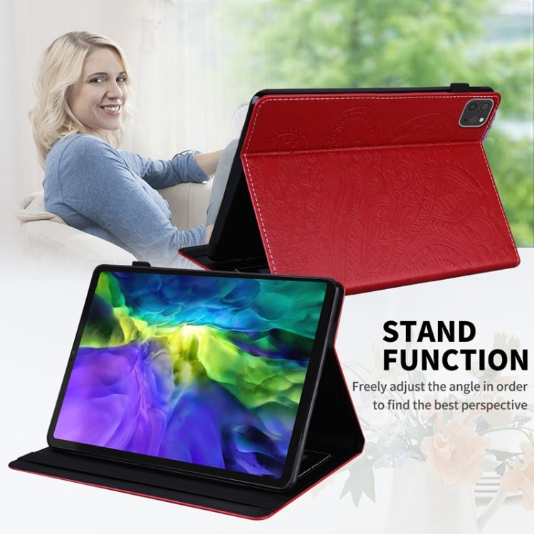 For iPad Pro 11 2022 / 2021 / 2020 Peacock Tail Embossing Pattern Horizontal Flip Leather Tablet Case with Holder & Card Slots & Wallet & Anti Skid Strip & Wake-up / Sleep Function