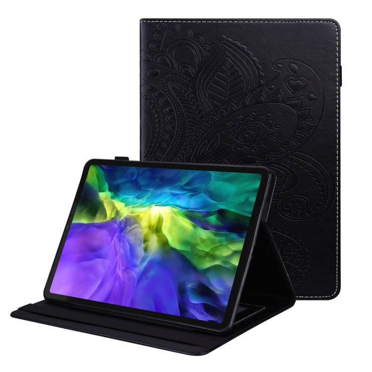 For iPad Pro 11 2022 / 2021 / 2020 Peacock Tail Embossing Pattern Horizontal Flip Leather Tablet Case with Holder & Card Slots & Wallet & Anti Skid Strip & Wake-up / Sleep Function