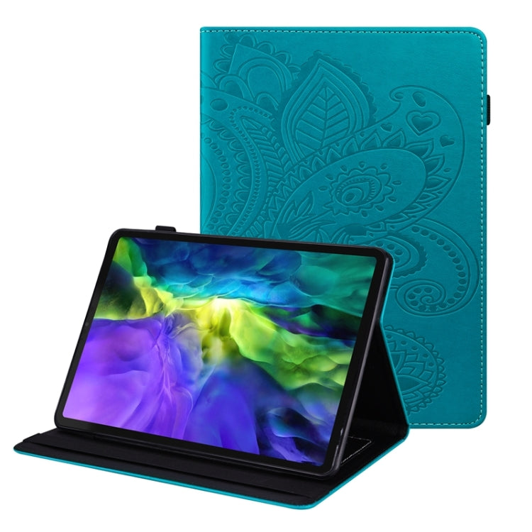 For iPad Pro 11 2022 / 2021 / 2020 Peacock Tail Embossing Pattern Horizontal Flip Leather Tablet Case with Holder & Card Slots & Wallet & Anti Skid Strip & Wake-up / Sleep Function
