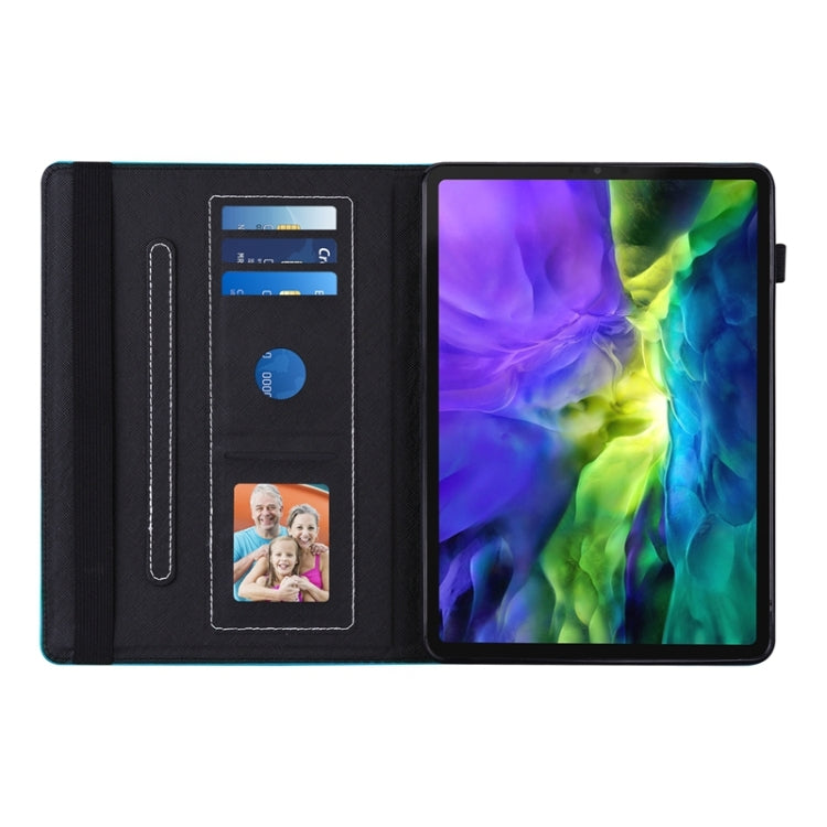 For iPad Pro 11 2022 / 2021 / 2020 Peacock Tail Embossing Pattern Horizontal Flip Leather Tablet Case with Holder & Card Slots & Wallet & Anti Skid Strip & Wake-up / Sleep Function