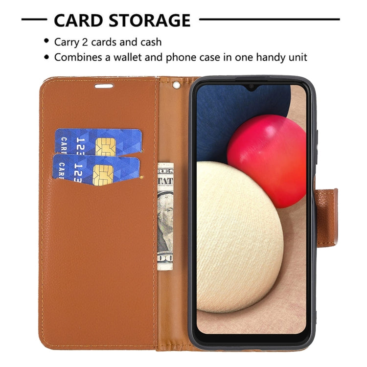 For Samsung Galaxy A03s 164mm Litchi Texture Pure Color Horizontal Flip Leather Case with Holder & Card Slots & Wallet & Lanyard