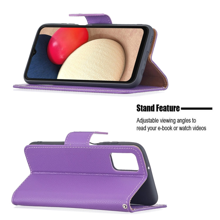 For Samsung Galaxy A03s 164mm Litchi Texture Pure Color Horizontal Flip Leather Case with Holder & Card Slots & Wallet & Lanyard
