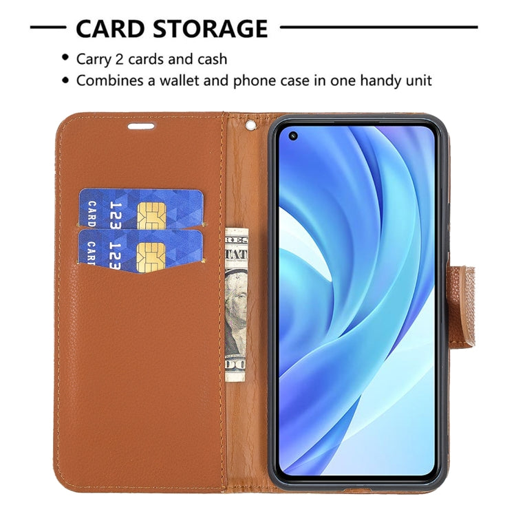 For Xiaomi Mi 11 Lite Litchi Texture Pure Color Horizontal Flip Leather Case with Holder & Card Slots & Wallet & Lanyard