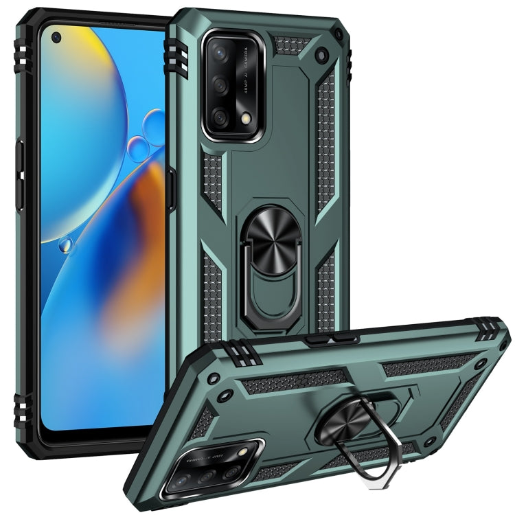 For OPPO A74 4G / F19 Shockproof TPU + PC Protective Case with 360 Degree Rotating Holder