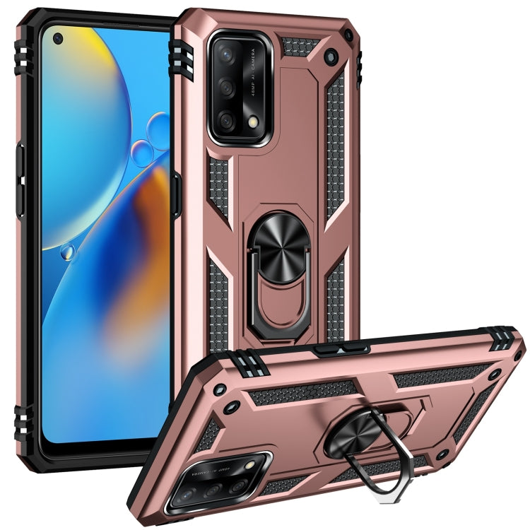 For OPPO A74 4G / F19 Shockproof TPU + PC Protective Case with 360 Degree Rotating Holder