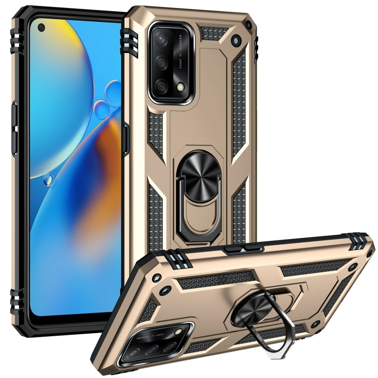 For OPPO A74 4G / F19 Shockproof TPU + PC Protective Case with 360 Degree Rotating Holder