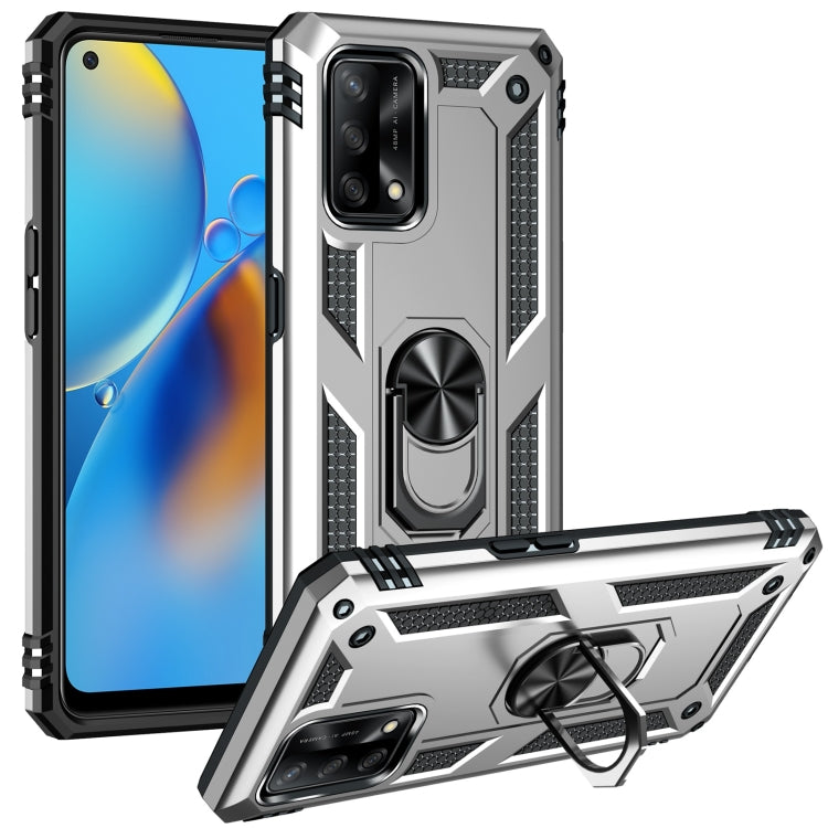 For OPPO A74 4G / F19 Shockproof TPU + PC Protective Case with 360 Degree Rotating Holder