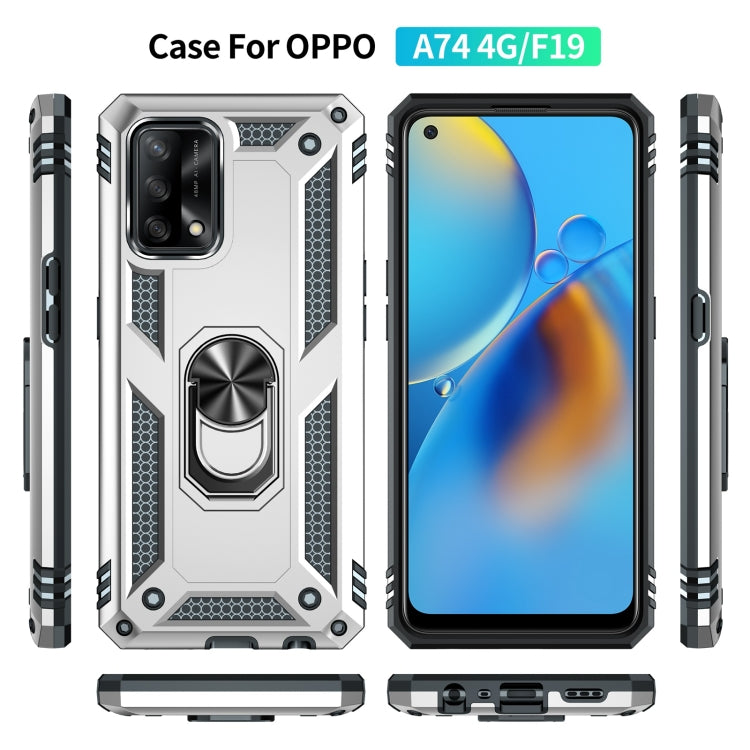 For OPPO A74 4G / F19 Shockproof TPU + PC Protective Case with 360 Degree Rotating Holder