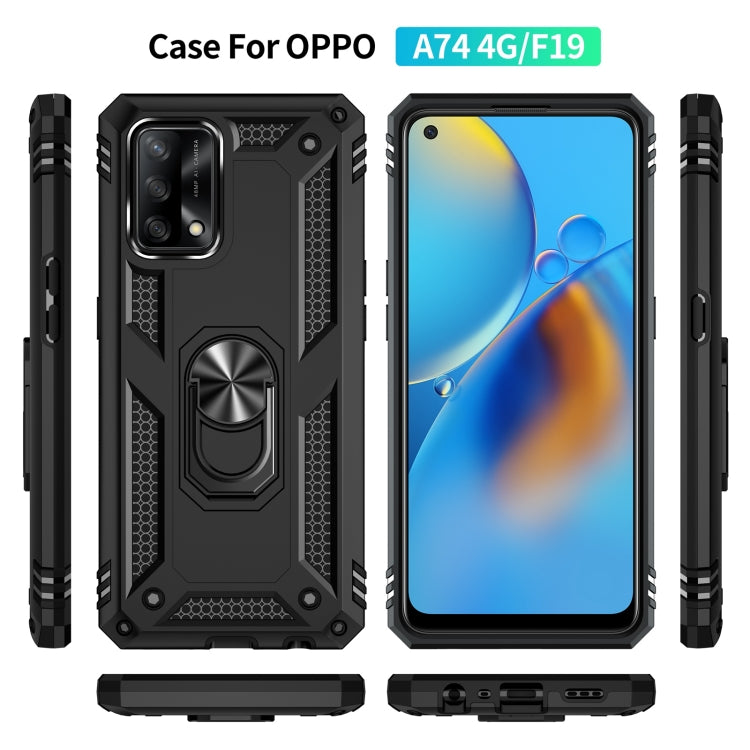 For OPPO A74 4G / F19 Shockproof TPU + PC Protective Case with 360 Degree Rotating Holder