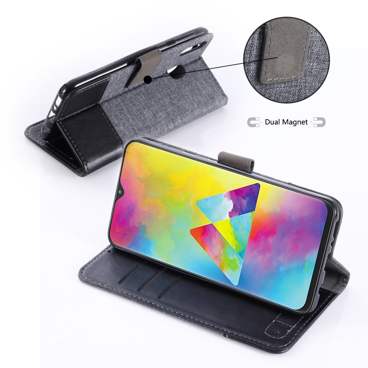 For Galaxy M20 MUXMA MX102 Horizontal Flip Canvas Leather Case with Stand & Card Slot & Wallet Function