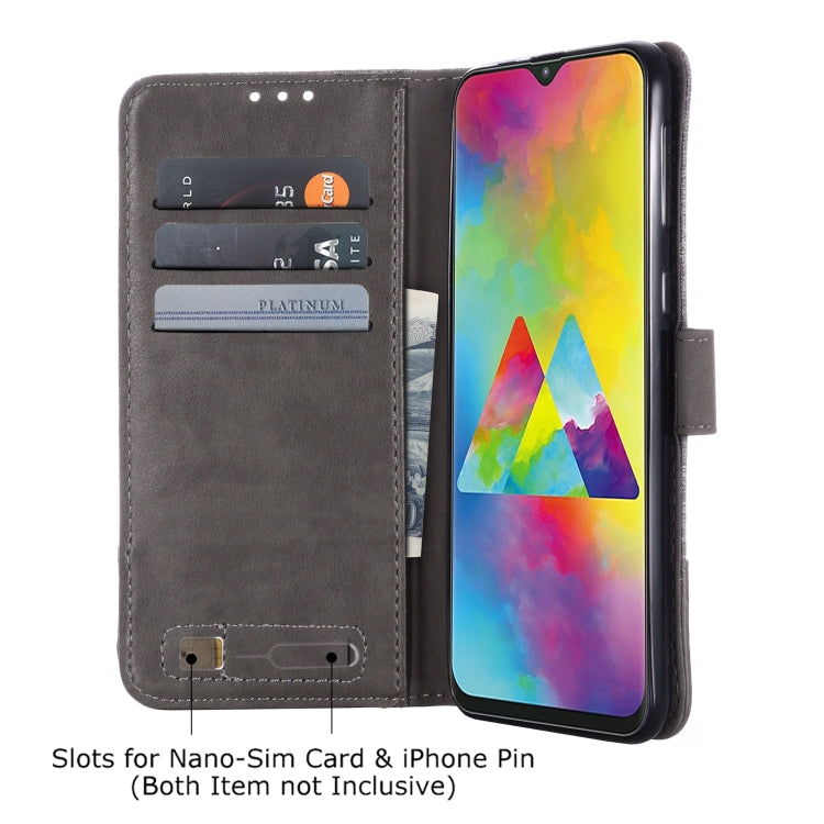 For Galaxy M20 MUXMA MX102 Horizontal Flip Canvas Leather Case with Stand & Card Slot & Wallet Function