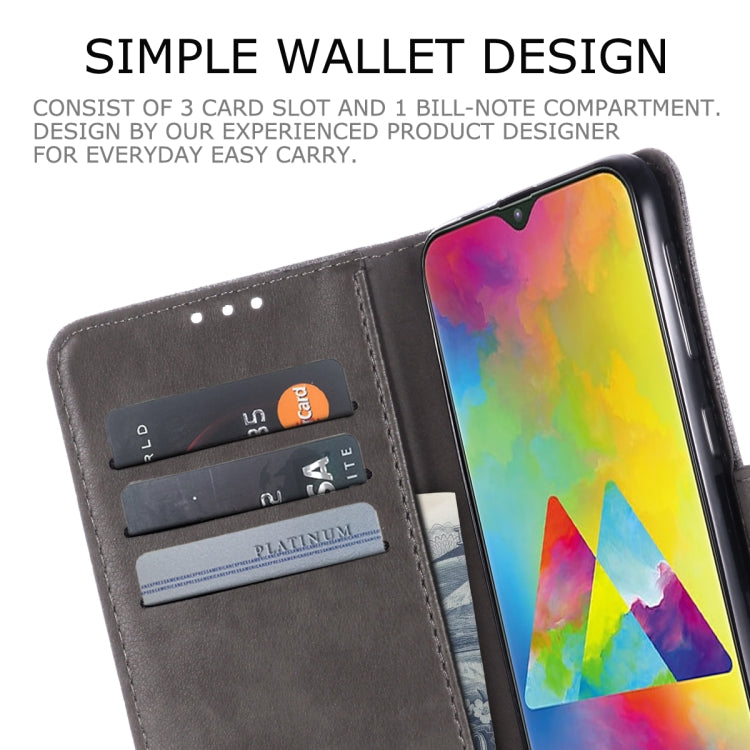 For Galaxy M20 MUXMA MX102 Horizontal Flip Canvas Leather Case with Stand & Card Slot & Wallet Function