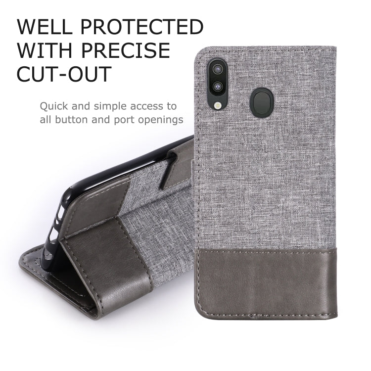 For Galaxy M20 MUXMA MX102 Horizontal Flip Canvas Leather Case with Stand & Card Slot & Wallet Function